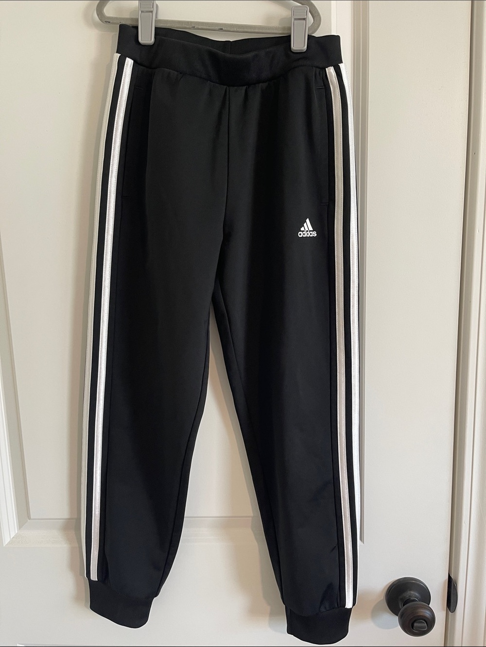 adidas Black Joggers with White Side Stripes